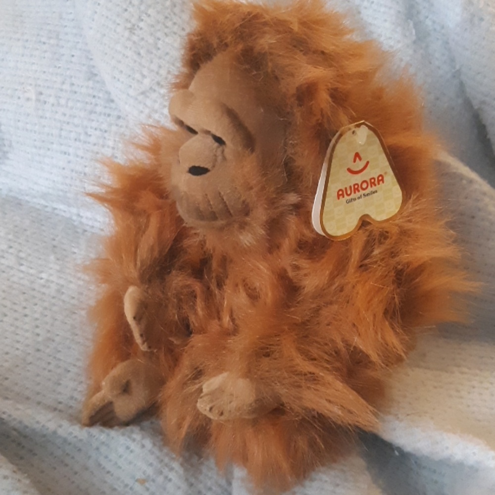 Orangutan Ape Monkey stuffed Animal toy Gift tag so cool expressive face - Picture 3 of 7